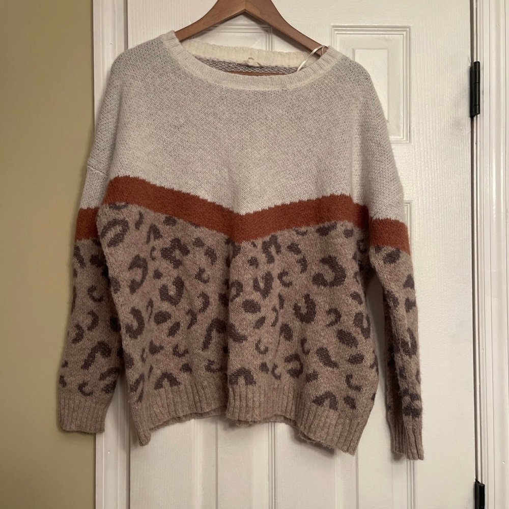 Easel cheetah sweater oversized blouse shirt top  Anthropologie small $59.00